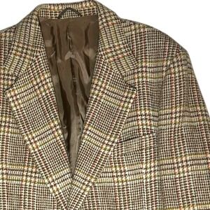 Mens Harris Tweed Blazer Jacket 44R Plaid Wool Sport Coat Outer Hebrides